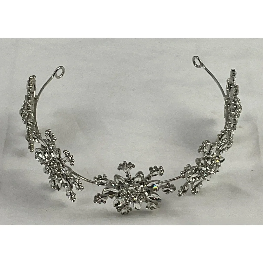 SILVER RHINESTONE SNOWFLAKE HEADBAND‎ CRYSTAL HAIR ACCESSORY BRIDAL HOLIDAY